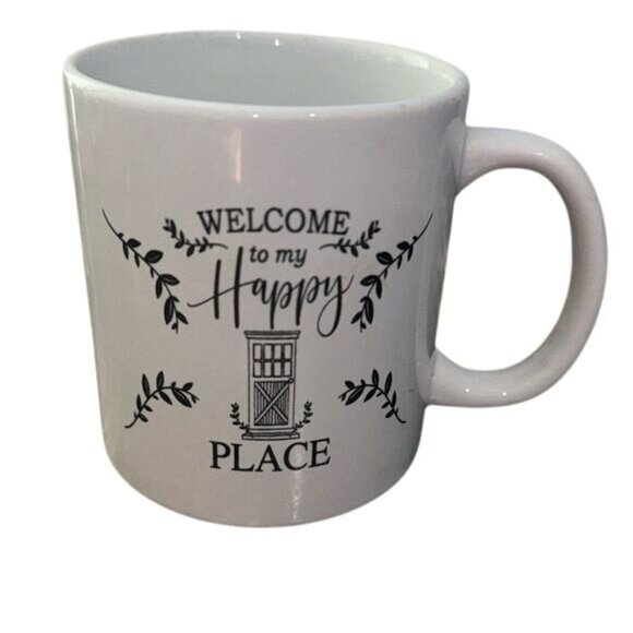 White Royal Norfolk "Welcome To My Happy Place" Ceramic Mug - Picture 1 of 6